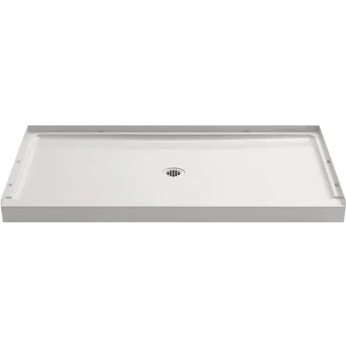 GUARD+ 60 In. W x 34 In. D Center Drain Shower Pan, White