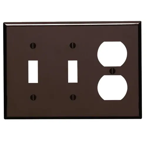 3-Gang Plastic 2-Toggle/Duplex Outlet Wall Plate, Brown 3-Gang Plastic 2-Toggle/Duplex Outlet Wall Plate, Brown