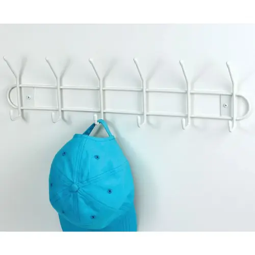 White 6 Hook Rail