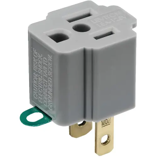 15A 125V Gray Grounding Cube Tap Outlet Adapter