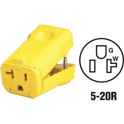 20A 125V 3-Wire 2-Pole Python Cord Connector Yellow 20A 125V 3-Wire 2-Pole Python Cord Connector Yellow