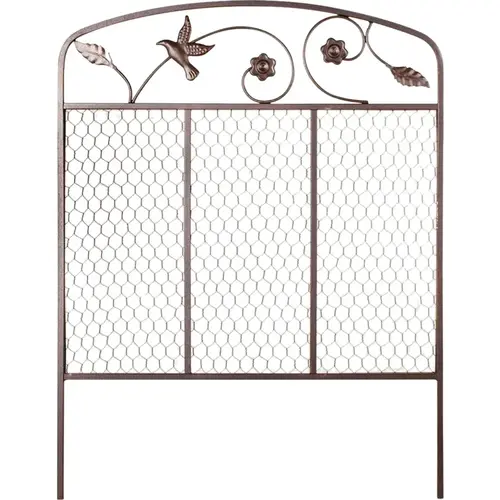 24 In. W. x 32 In. H. Metal Bird & Flower Decorative Border Fence 24 In. W. x 32 In. H. Metal Bird & Flower Decorative Border Fence