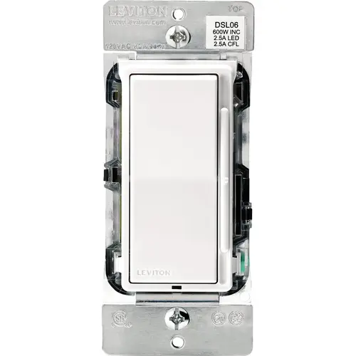 Decora Incandescent/Halogen/LED/CFL White/Light Almond Rocker/Slide Universal Dimmer Switch Decora Incandescent/Halogen/LED/CFL White/Light Almond Rocker/Slide Universal Dimmer Switch