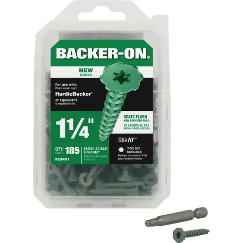 Backer-On #9 x 1-1/4 In. Cement Board Screw (185 Ct.) Backer-On #9 x 1-1/4 In. Cement Board Screw (185 Ct.)