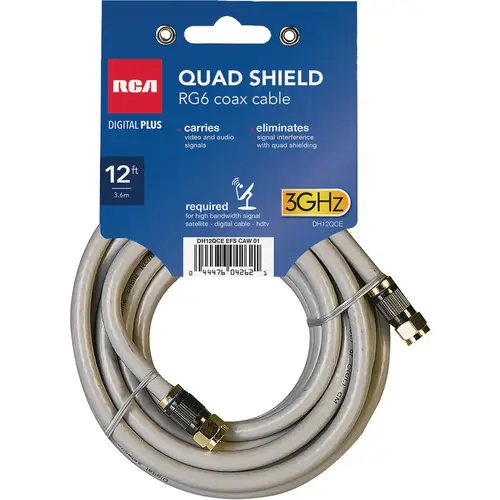 12 Ft. Gray Quad RG6 Coaxial Cable 12 Ft. Gray Quad RG6 Coaxial Cable