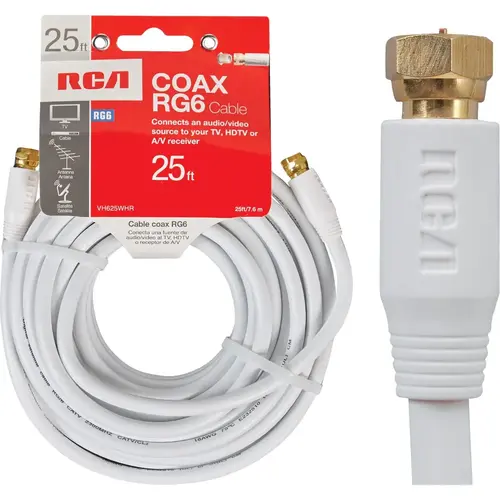 25 Ft. White RG6 Coaxial Cable