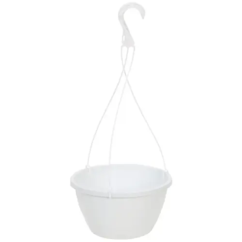 10 In. Polypropylene White Hanging Plant Basket
