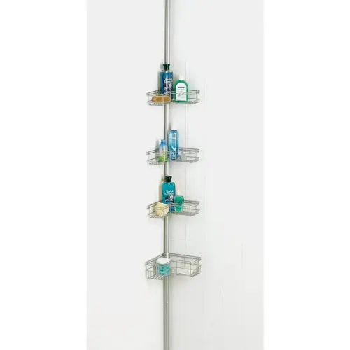 Zenna Home Metal 12 In. x 97 In. Shower Caddy Satin Nickel