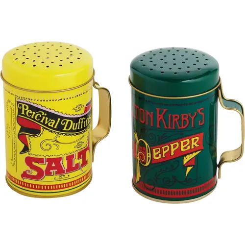 10 Oz. Tin Nostalgic Salt & Pepper Shaker Set 10 Oz. Tin Nostalgic Salt & Pepper Shaker Set