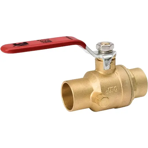 1 In. SWT x 1 In. SWT Brass Ball Valve with Drain