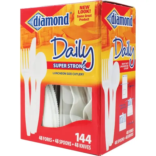 Heavy-Duty Plastic Cutlery Set (144-Piece) White Heavy-Duty Plastic Cutlery Set (144-Piece) White