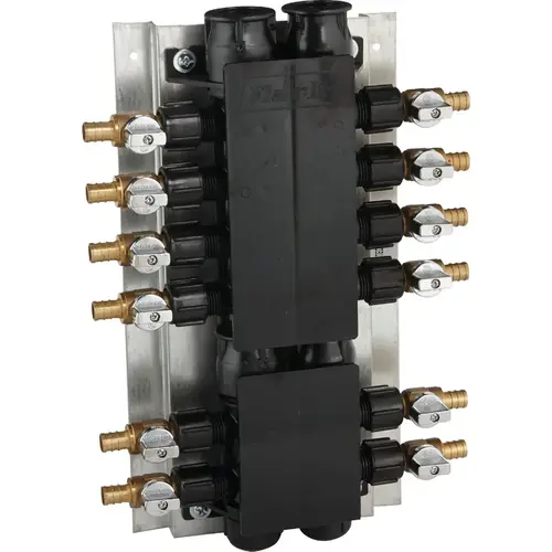 12 Port Barb PEX Manifold with Brass Ball Shutoff Valves 12 Port Barb PEX Manifold with Brass Ball Shutoff Valves