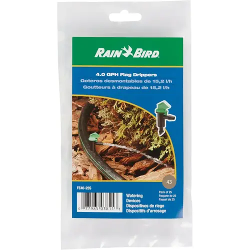 4 GPH Flag Dripper Emitter Black & Green - pack of 25 4 GPH Flag Dripper Emitter Black & Green - pack of 25
