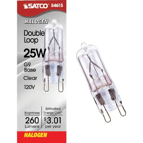 25W 120V Clear Double Loop Base T4 Halogen Special Purpose Light Bulb 25W 120V Clear Double Loop Base T4 Halogen Special Purpose Light Bulb