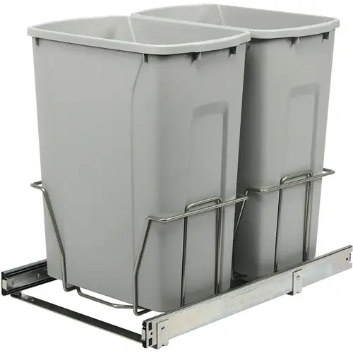 Real Solutions 29 Qt. In-Cabinet Double Pull Out Bottom Mount Trash Can Gray Real Solutions 29 Qt. In-Cabinet Double Pull Out Bottom Mount Trash Can Gray