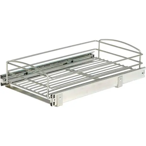 Real Solutions 11 In. Silver Multi-Use Pull-Out Basket Cabinet Organizer Real Solutions 11 In. Silver Multi-Use Pull-Out Basket Cabinet Organizer