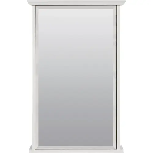 Zenna Home White 16 In. W. x 25 In. H. x 4.63 In. D. Single Mirror Surface Mount Crown Pediment Medicine Cabinet Zenna Home White 16 In. W. x 25 In. H. x 4.63 In. D. Single Mirror Surface Mount Crown Pediment Medicine Cabinet