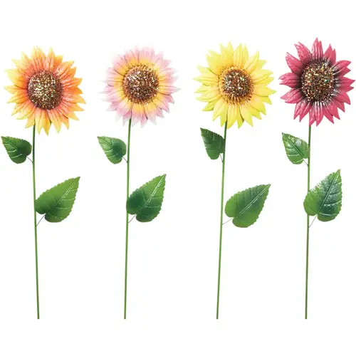 34 In. H. Colorful Glitter Metal Sunflower Garden Stake - pack of 12 34 In. H. Colorful Glitter Metal Sunflower Garden Stake - pack of 12