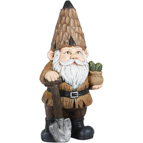 16 In. H. MGO Gnome with Shovel & Plants Statue - pack of 4 16 In. H. MGO Gnome with Shovel & Plants Statue - pack of 4