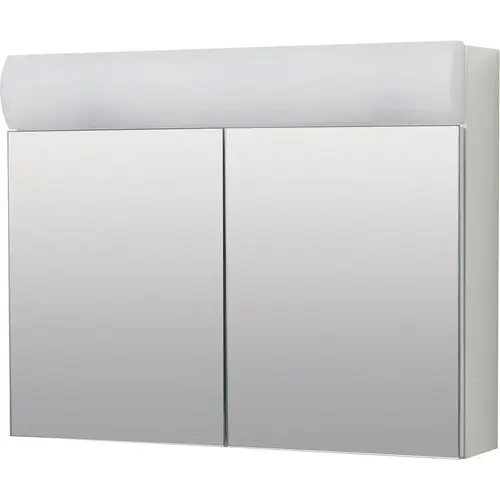 Zenna Home Frameless 23.25 In. W. x 18.63 In. H. x 5.88 In. D. Bi-View Surface Mounted Lighted Medicine Cabinet White