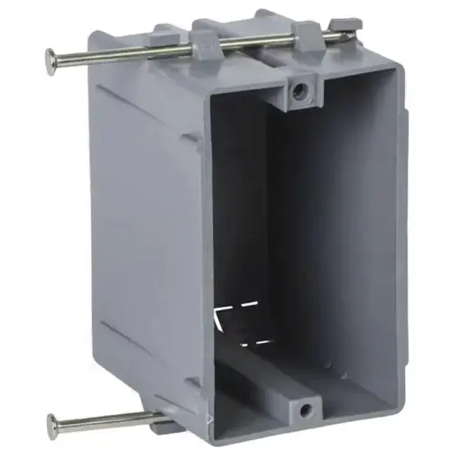 1-Gang PVC New Work Wall Electrical Box, 18 Cu. In. Gray 1-Gang PVC New Work Wall Electrical Box, 18 Cu. In. Gray