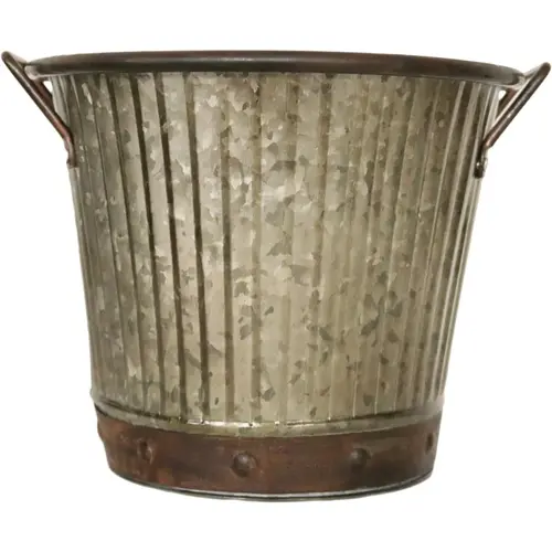 9.25 In. x 10.75 In. x 10.75 In. Metal Aged Mocha Washboard Planter 9.25 In. x 10.75 In. x 10.75 In. Metal Aged Mocha Washboard Planter