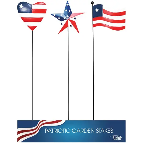 40 In. H. Metal Patriotic Flag Garden Stake