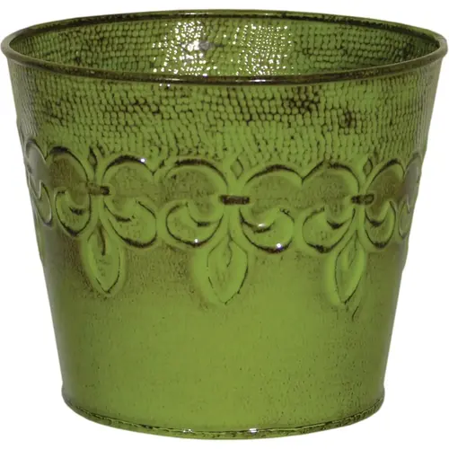 Fleur De Lis 8 In. Metal Tansy Green Planter