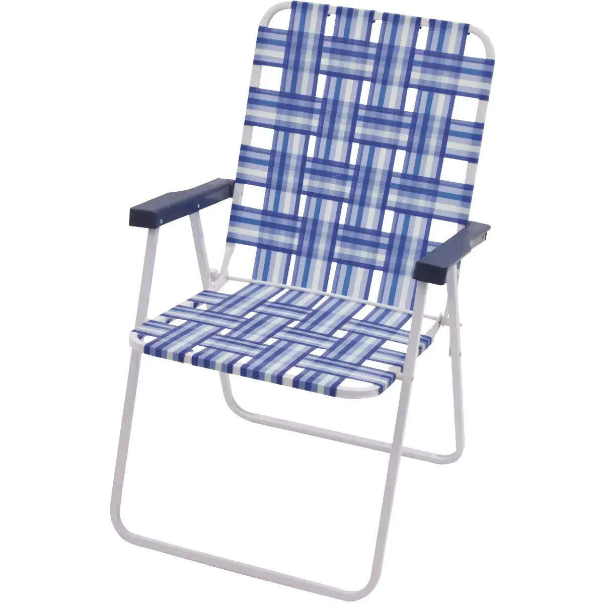 Rio Brands Brands Step-Up Blue & White Polyester Web High-Back Steel Folding Chair BY059-0128PK6 Rio Brands Brands Step-Up Blue & White Polyester Web High-Back Steel Folding Chair BY059-0128PK6