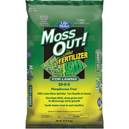 Moss Out 20 Lb. 20-0-5 Moss Control Plus Fertilizer Moss Out 20 Lb. 20-0-5 Moss Control Plus Fertilizer
