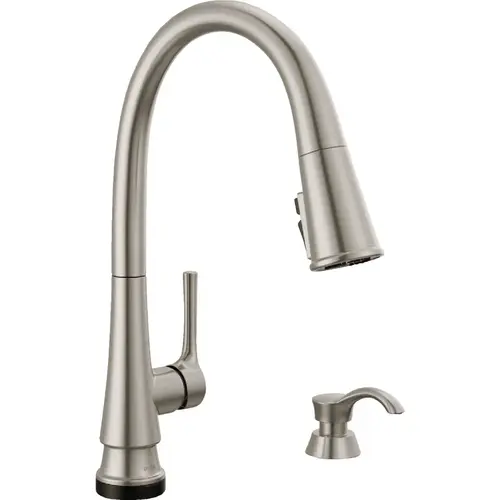 Corwin 1-Handle Pull-Down Kitchen Faucet with Soap Dispenser, Stainless Corwin 1-Handle Pull-Down Kitchen Faucet with Soap Dispenser, Stainless