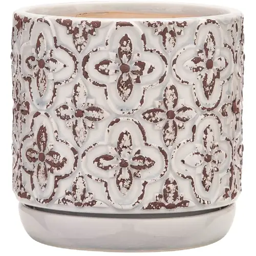 French Rustic 8 In. Ceramic White Planter - pack of 2 French Rustic 8 In. Ceramic White Planter - pack of 2