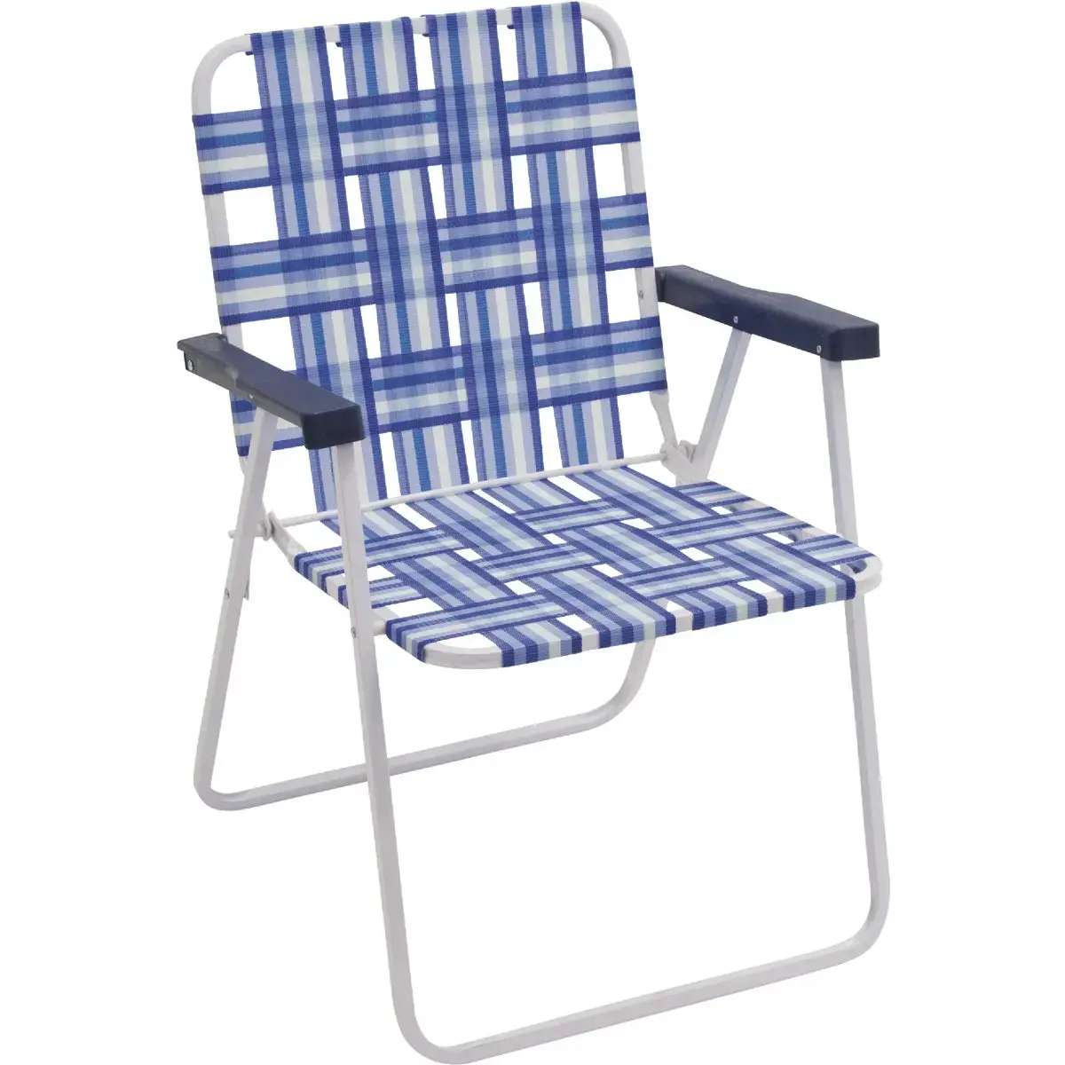 Rio Brands Brands Blue & White Polyester Web Steel Frame Folding Chair BY055-0128PK6 Rio Brands Brands Blue & White Polyester Web Steel Frame Folding Chair BY055-0128PK6