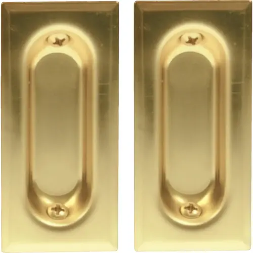 3 In. Rectangular Brass Flush Pocket Door Pull (2-Count)