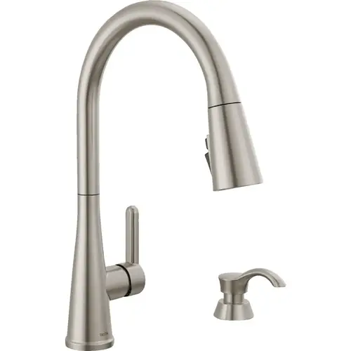 Greydon 1-Handle Pull-Down Kitchen Faucet with Soap Dispenser, Stainless Greydon 1-Handle Pull-Down Kitchen Faucet with Soap Dispenser, Stainless