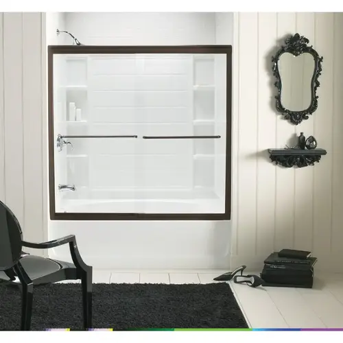 Finesse 59-5/8 In. W. X 55-3/4 In. H. Bronze Semi-Frameless Clear Glass Sliding Tub Door