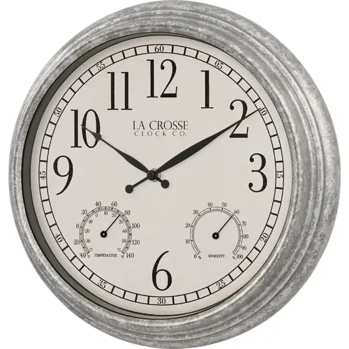La Crosse Clock Co. 14 In. Silas Indoor/Outdoor Wall Clock Hygrometer & Thermometer