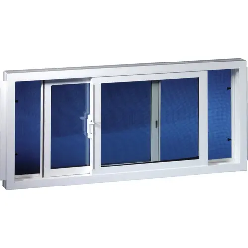 31.875 In. W. x 19.5 In. H White Vinyl Double Slide Basement Window