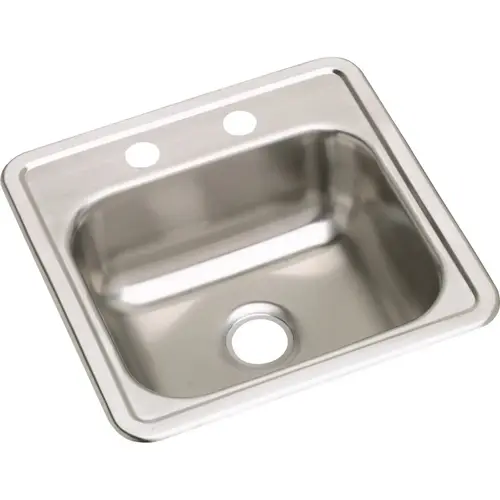 Dayton 15 In. x 15 In. x 5-3/16 In. Single Bowl Drop-In Bar Sink with 2 In. Drain Opening, Stainless Steel Dayton 15 In. x 15 In. x 5-3/16 In. Single Bowl Drop-In Bar Sink with 2 In. Drain Opening, Stainless Steel