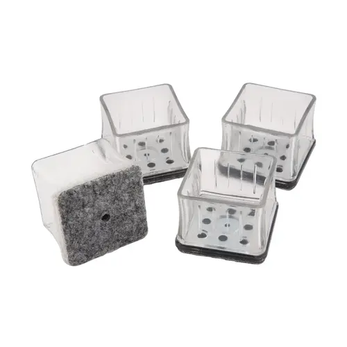 Magic Fit - 1-1/4 In. - 1-3/8 In. Square Felt Furniture Leg Cup Gray - pack of 4