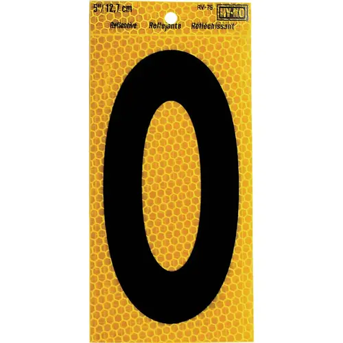 Hy-Ko 5 In. Yellow Reflective Number 0 Black