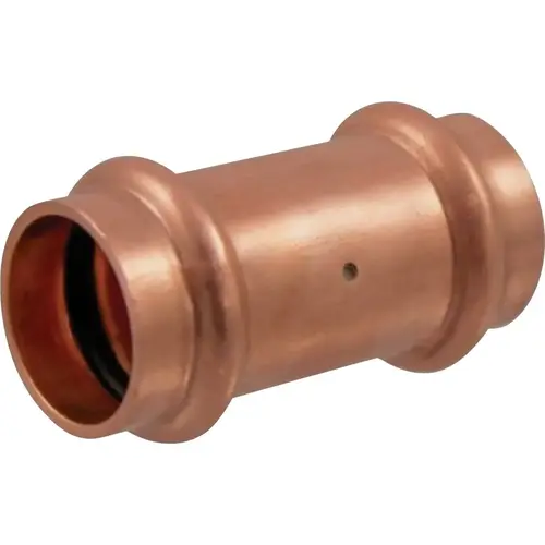 Wrot Copper Pipe Coupling: 1-1/4" Fitting, P x P, Press Fitting, Lead Free Wrot Copper Pipe Coupling: 1-1/4" Fitting, P x P, Press Fitting, Lead Free