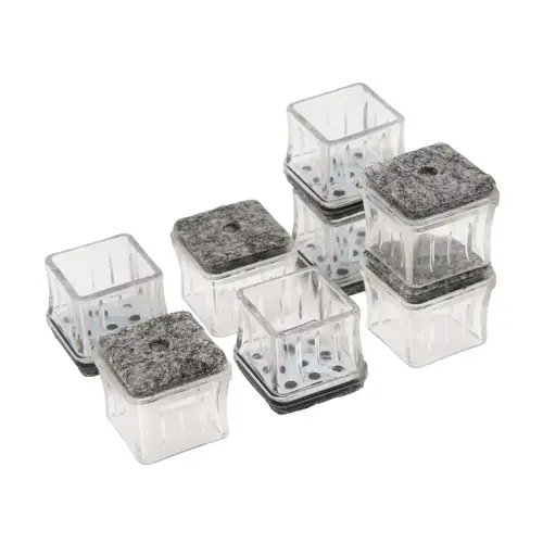 Magic Fit - .59 In. - .70 In. Square Felt Furniture Leg Cup Gray - pack of 8 Magic Fit - .59 In. - .70 In. Square Felt Furniture Leg Cup Gray - pack of 8