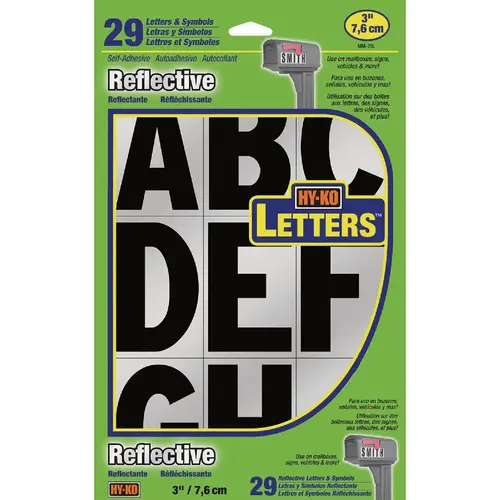 Hy-Ko 3 In. Reflective Letter Set Black Hy-Ko 3 In. Reflective Letter Set Black