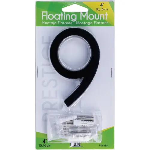 Hy-Ko 4 In. Black Floating Mount Number 9 Hy-Ko 4 In. Black Floating Mount Number 9