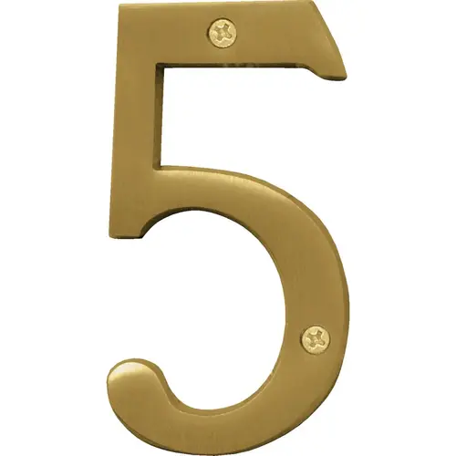 Hy-Ko 4 In. Brushed Brass Number 5