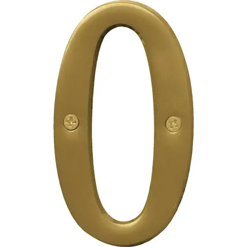 Hy-Ko 4 In. Brushed Brass Number 0 Hy-Ko 4 In. Brushed Brass Number 0