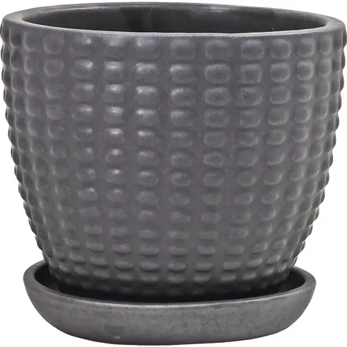 Bayfield 11.6 In. Dia. Matte Black Ceramic Planter