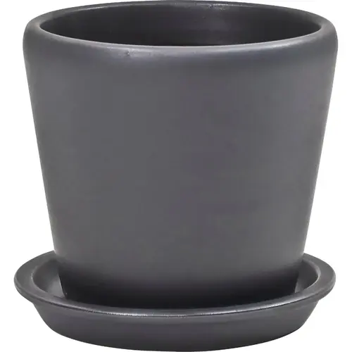 Levisa 6 In. Dia. Matte Black Ceramic Planter