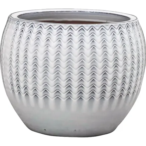 Wester 11.4 In. Dia. White Ceramic High Gloss Planter